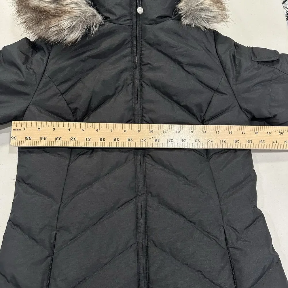 Eddie Bauer Wmn's EB550 Goose Down Puffer Coat Parka Hooded Fur Trim Black Sz S - Picture 3 of 11
